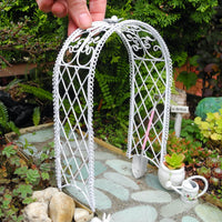 Mini Garden Arbor, White, Metal